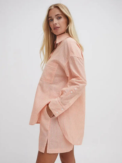 Heidi Orange & White Stripe Shirt