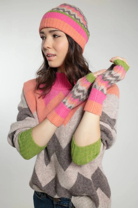 Dora Chevron Beanie in Pink Mix