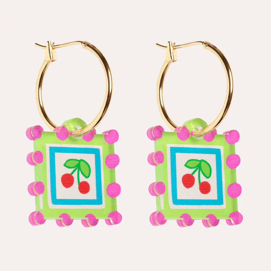 Cherry Charm hoop Earrings