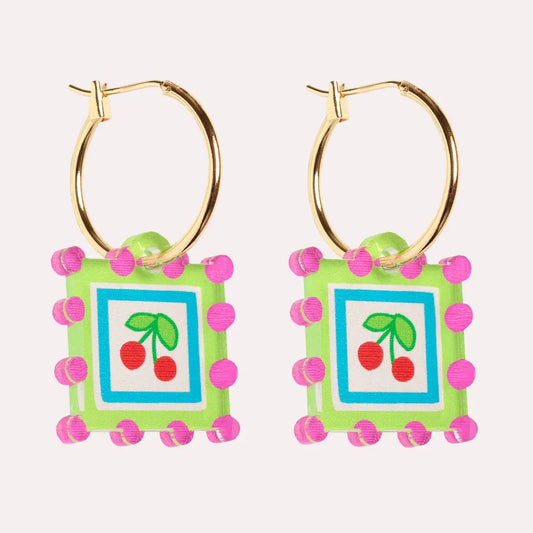 Cherry Charm hoop Earrings