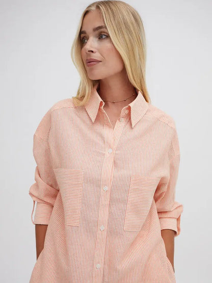 Heidi Orange & White Stripe Shirt