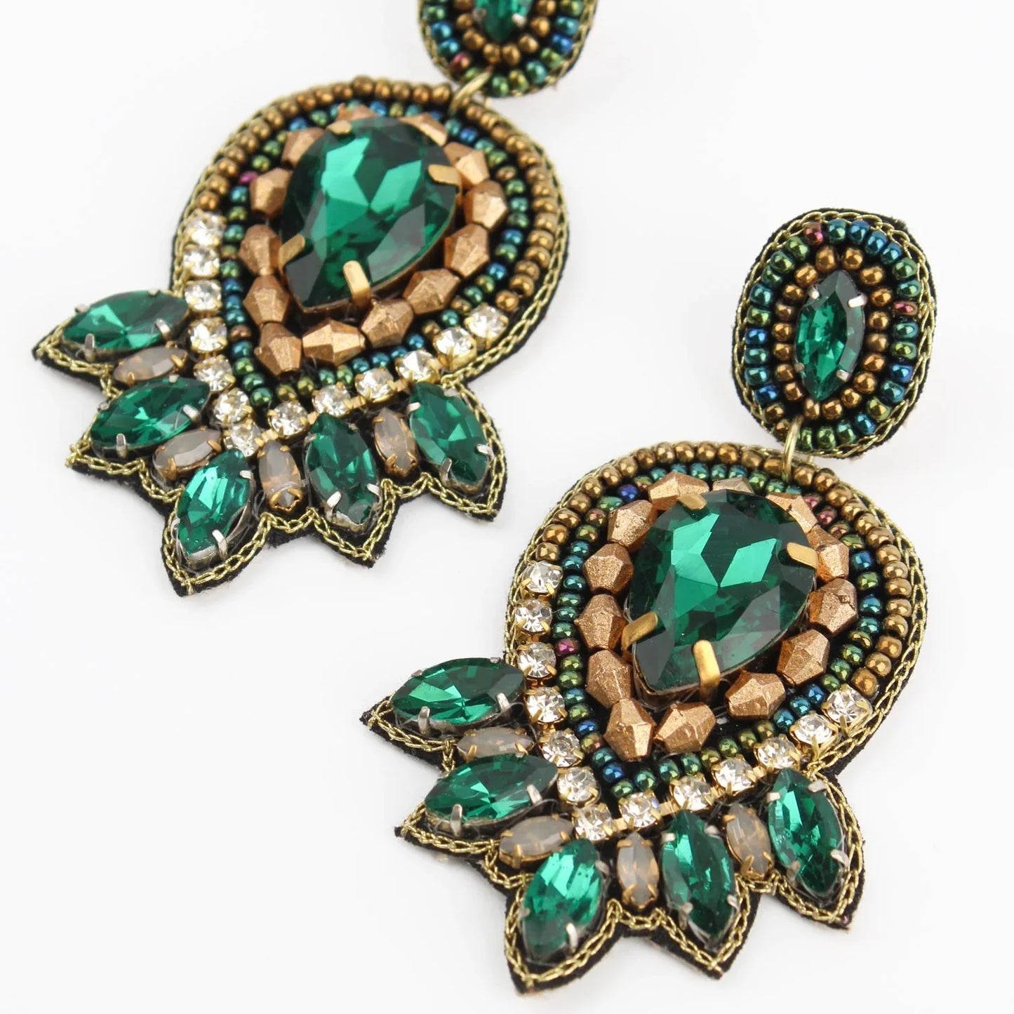 Green & Gold Art Deco Earrings