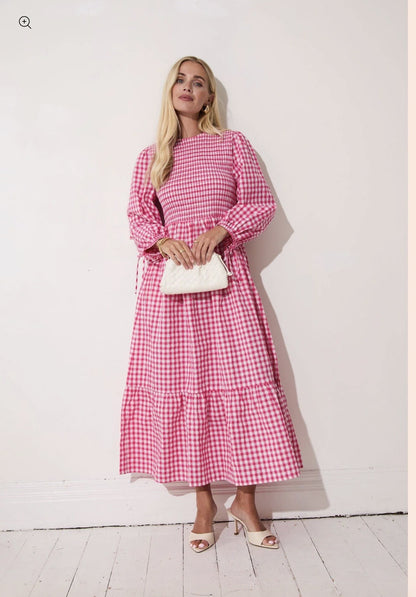Elisa Pink & White Gingham dress
