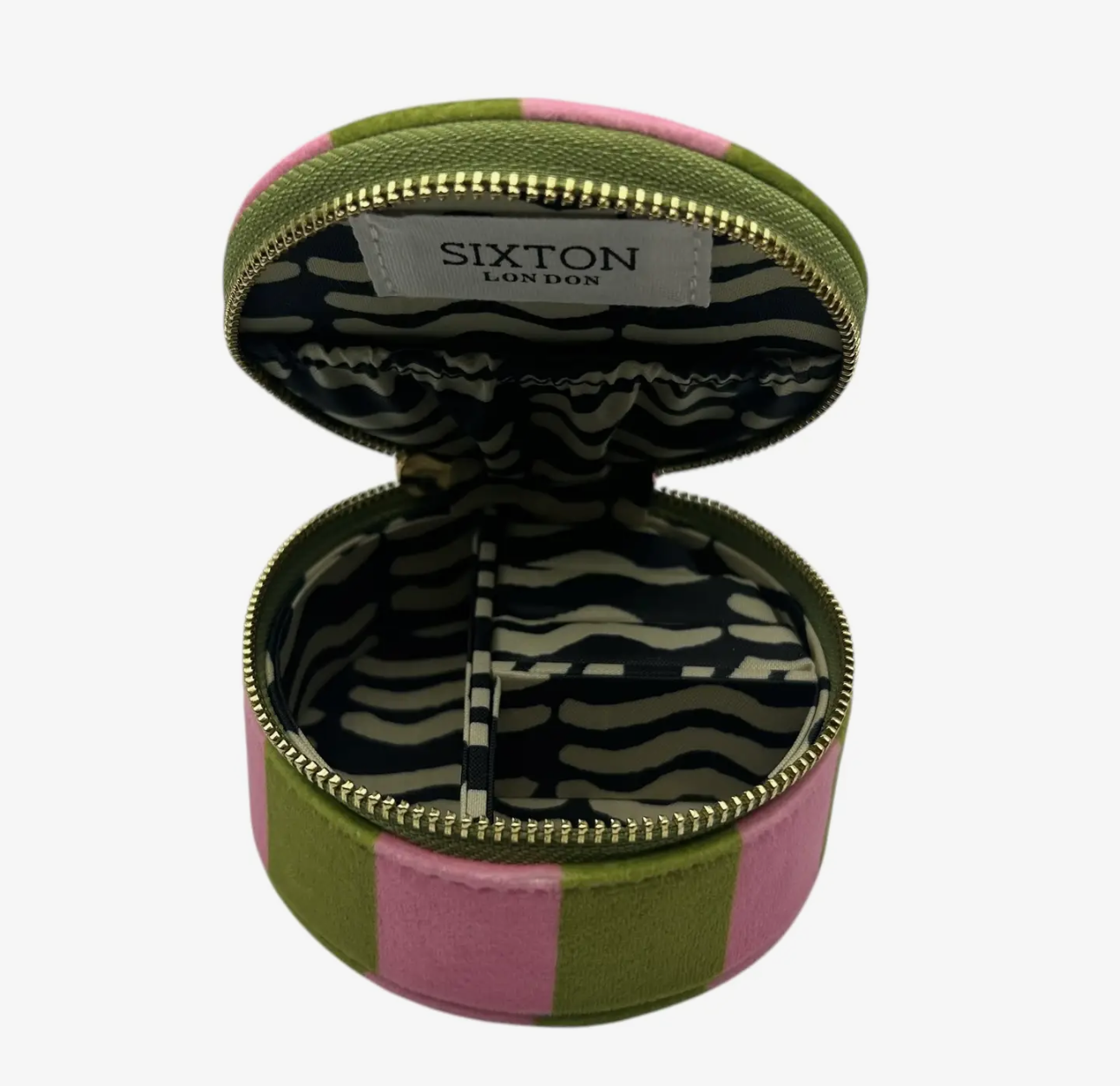 Jewellery Travel Pot in Chartreuse Stripe