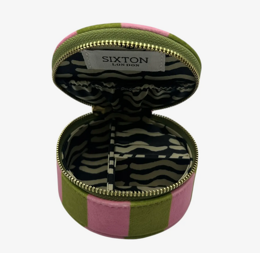 Jewellery Travel Pot in Chartreuse Stripe