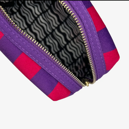 Large Purple Stripe Velvet Makeup Bag