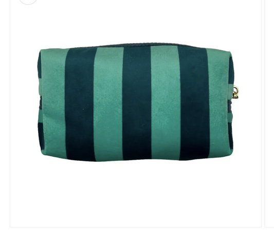 Teal Stripe Makeup Bag