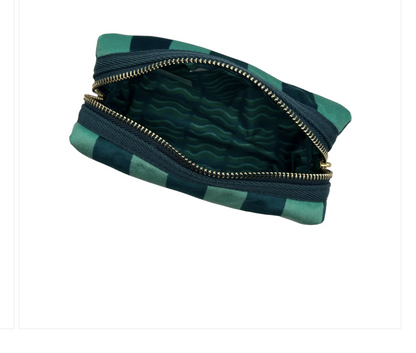 Teal Stripe Makeup Bag