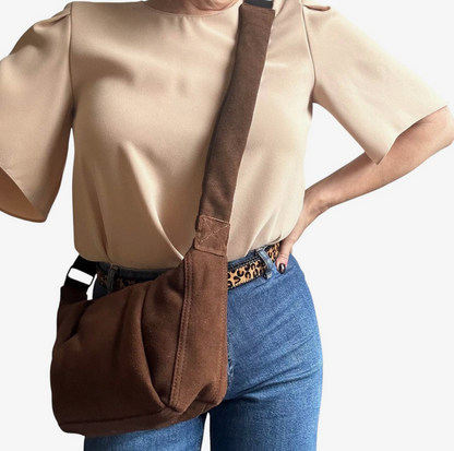 Brixton Cross Body Sling Bag - Brown Suede - Small