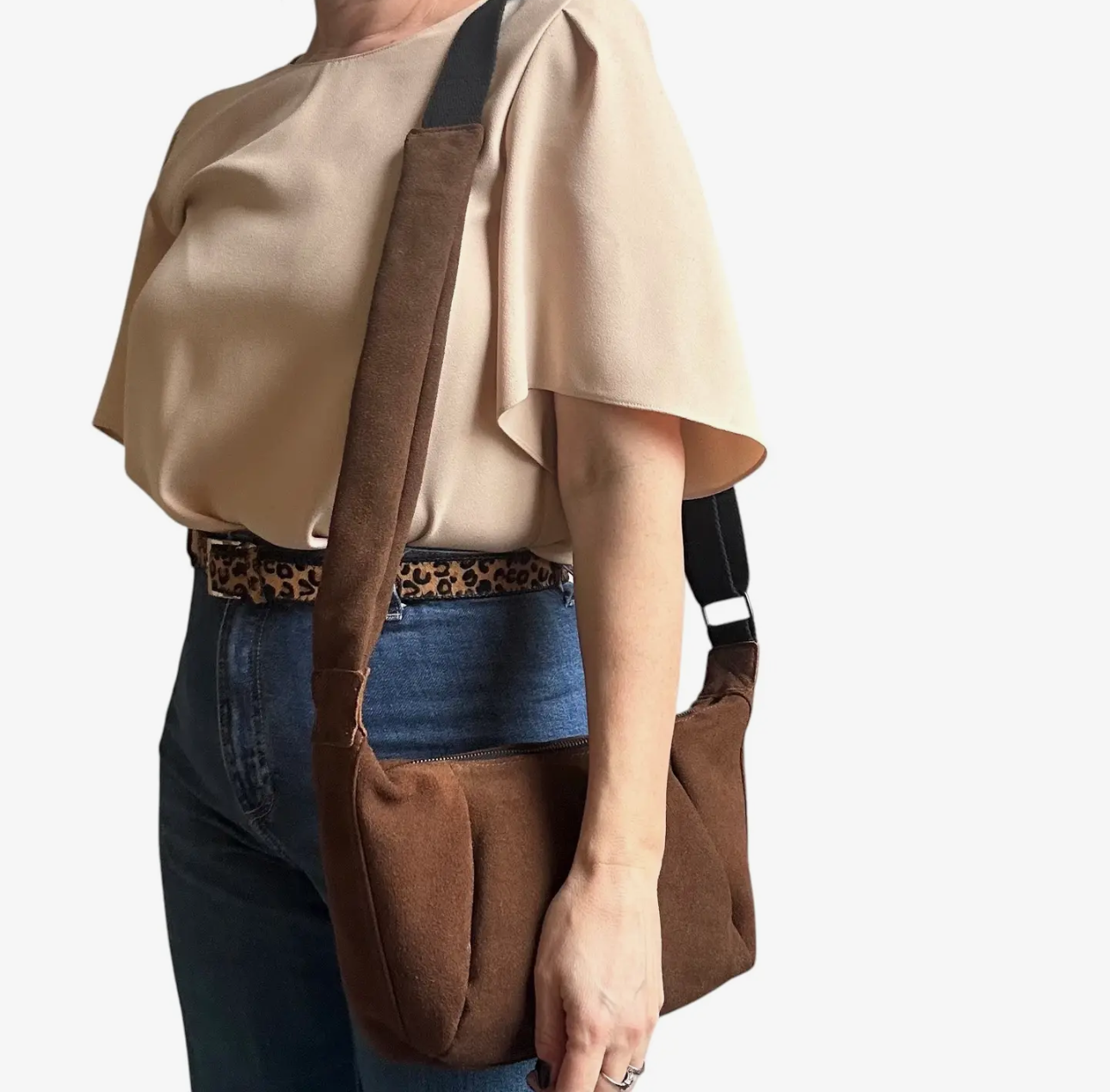 Brixton Cross Body Sling Bag - Brown Suede - Small