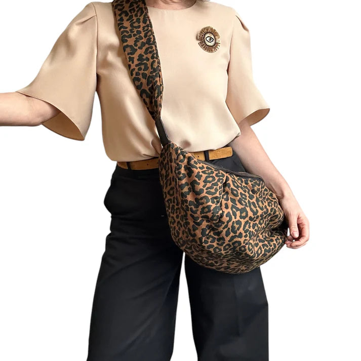 LARGE Brixton cross body sling bag - Leopard