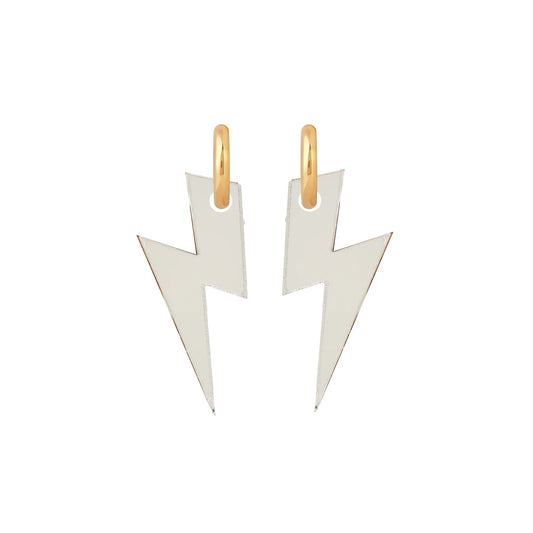 Silver Mirror Bolt Hoops - Silver