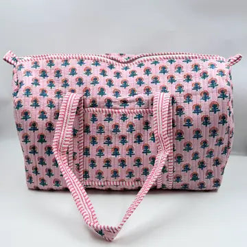 Kantha Quilted Boho Zipped Duffle Bag