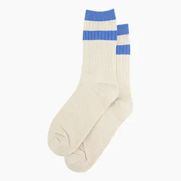Blue/Cream Striped Cuff Ribbed Glitter Socks
