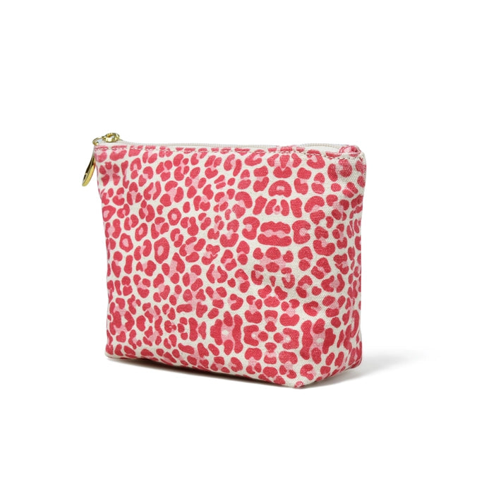 LIBBY Pouch in Pink Leopard Print Canvas