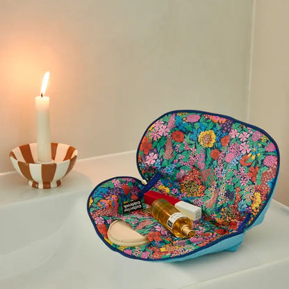 Linen Make up Bag with Liberty Fabric Lining