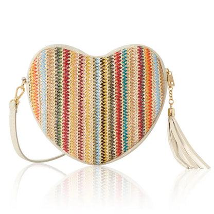 Heart Shape Italian Summer Crossbody in Raffia and