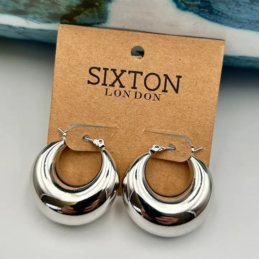 Retro Silver Hoop Earrings