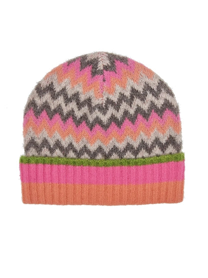 Dora Chevron Beanie in Pink Mix