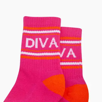 DIVA Organic Cotton Sports Socks in Hot Pink/Orang
