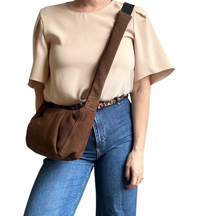 Brown Suede Sling Bag -Small