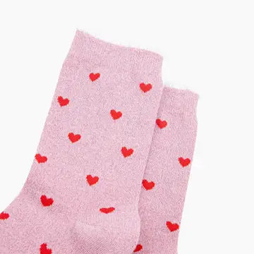 Love Hearts Combed Cotton Glitter Socks