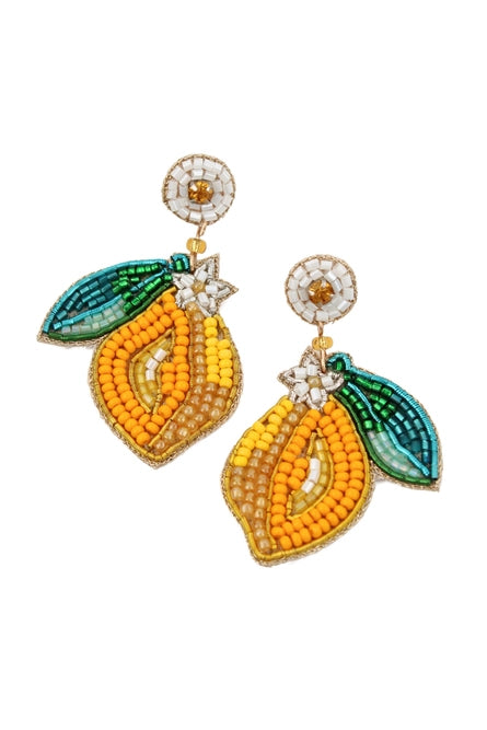 Lemon Beaded Earrings
