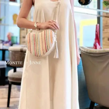 Heart Shape Italian Summer Crossbody in Raffia and