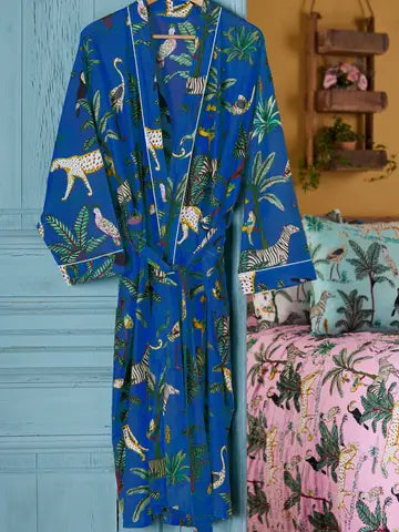 Jungle Print Dressing Gown - Blue
