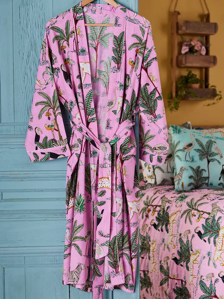 Jungle Print Dressing Gown - Pink