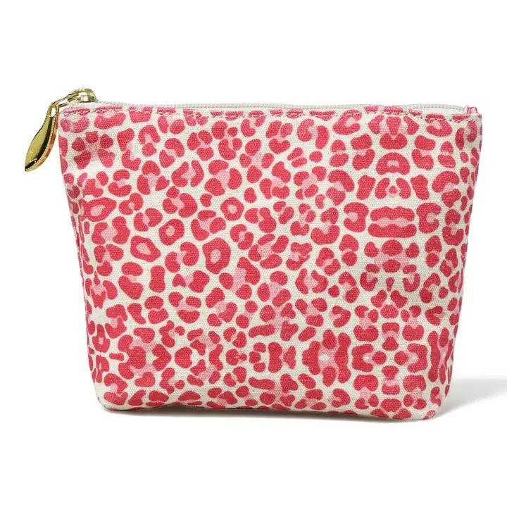 LIBBY Pouch in Pink Leopard Print Canvas
