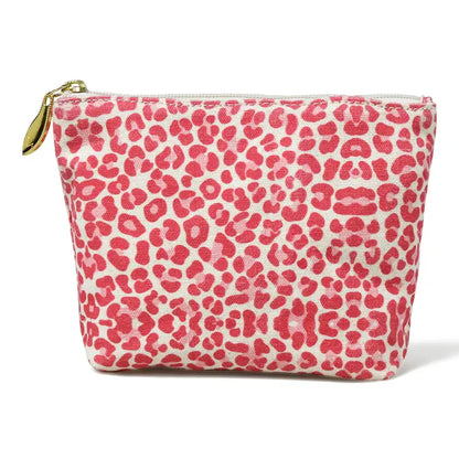 LIBBY Pouch in Pink Leopard Print Canvas