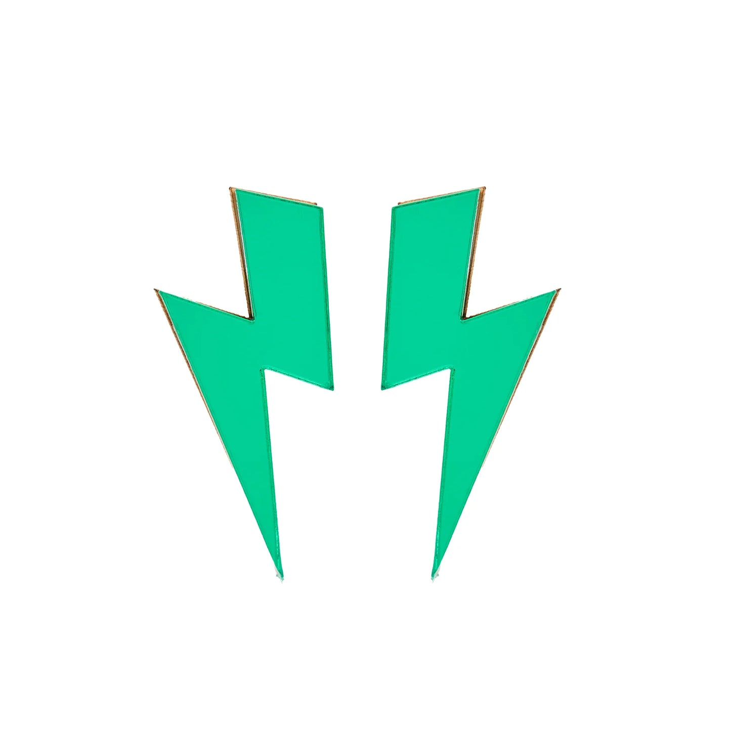 Green Mirror Bolt Stud Earrings