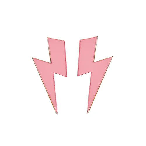 Pink Mirror Bolt Stud Earrings