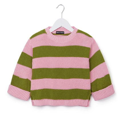 Rhiannon Kids Chunky Stripe Recycled Cotton Blend Jumper - Pink